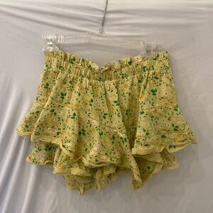 Aerie Tiered Layered Mini Skirt sz small yellow floral